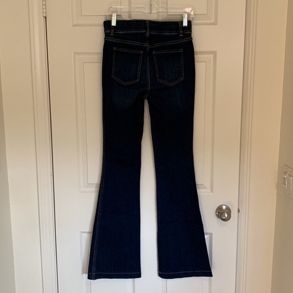 Spanx High Rise Flare Boot Cut Jeans in Midnight Dark Wash Shade Size S Long - Picture 5 of 8